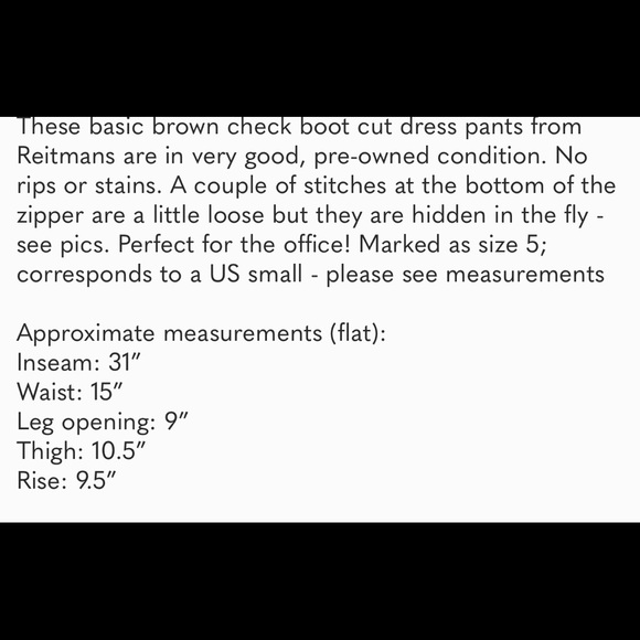 Reitmans Brown Check Dress Pants Size 5 - Picture 10 of 10